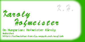 karoly hofmeister business card